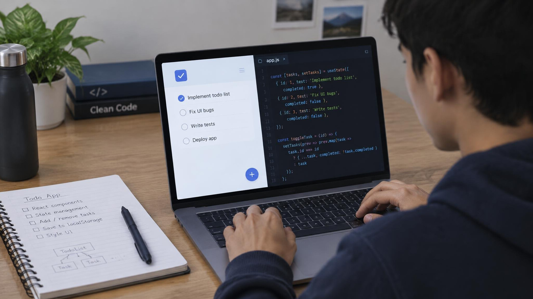 todo list app on screen