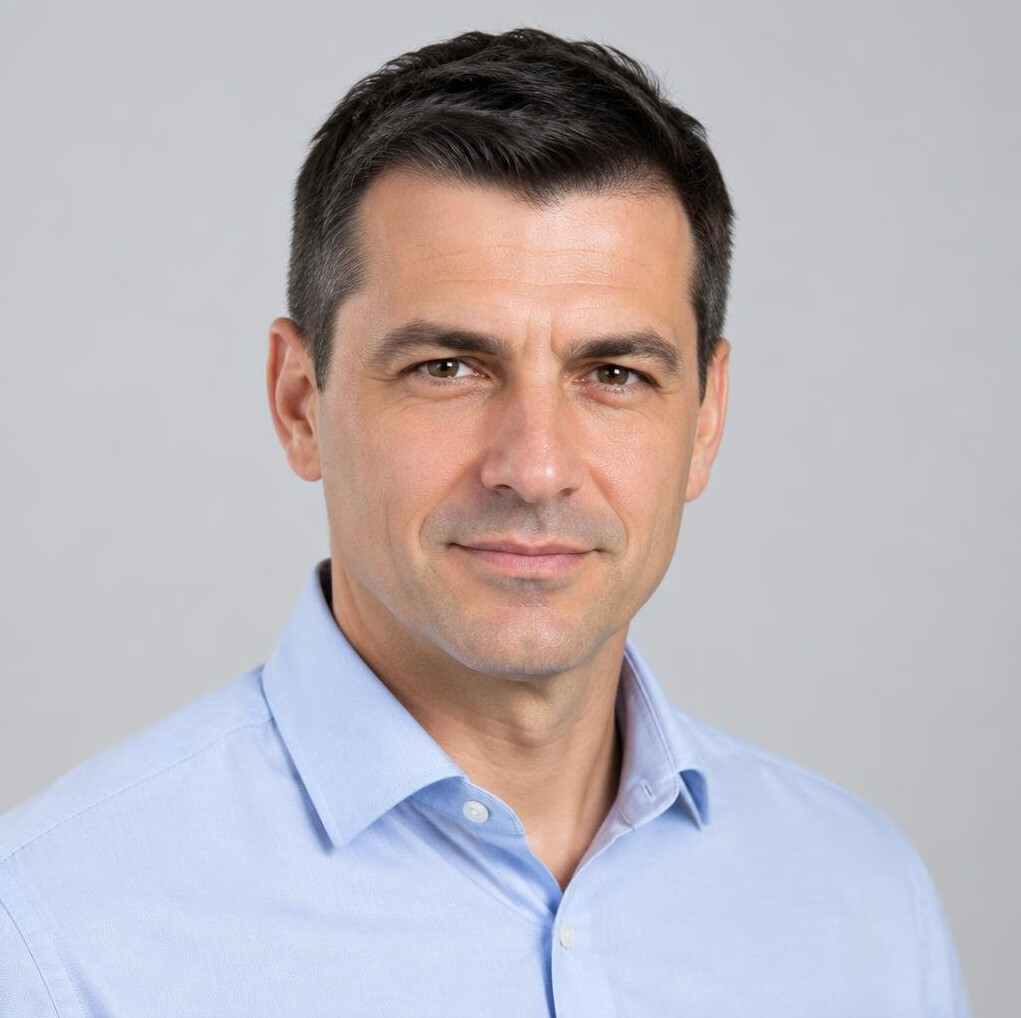Studio portrait of a middle-aged Croatian man with short hair
