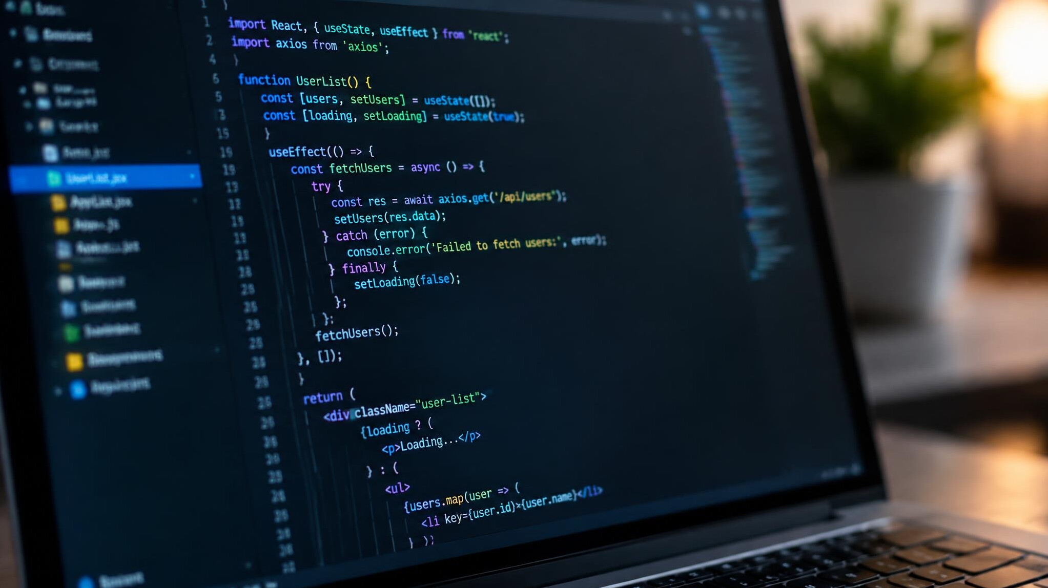 Close-up of lines of programming code on a laptop screen